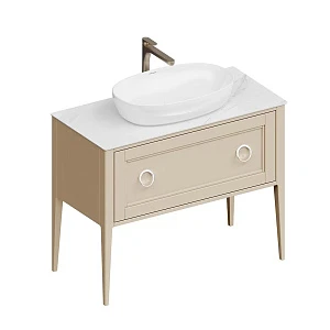 Тумба с раковиной и столешницей Kerama Marazzi Plaza Classic 100 напольная, 1+1 ящик, капучино