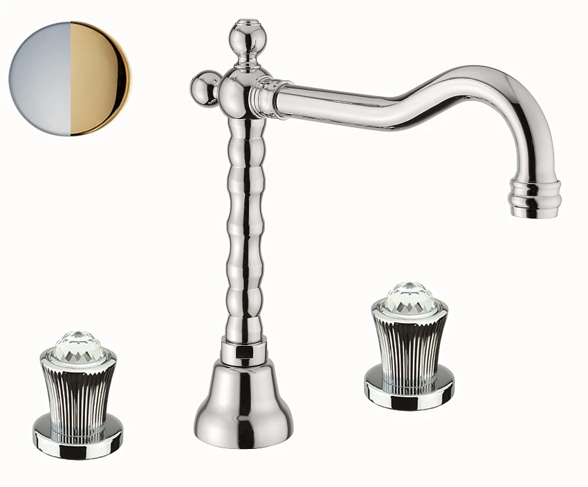 Смеситель Fiore Venere Sky Swarovski 13CO0637 для раковины с донным клапаном хром/золото