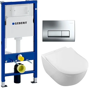 Унитаз подвесной Villeroy & Boch Subway 2.0 с сиденьем + инсталляция с клавишей
