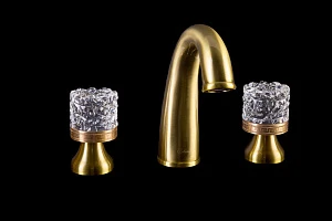 Смеситель Boheme Crystal 317-CRST для раковины 3 отверстия, бронза