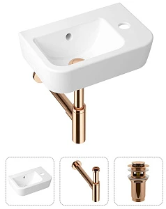 Комплект 3 в 1 Lavinia Boho One 21520784: подвесная фарфоровая раковина для туалета 37 см (отверстие справа)