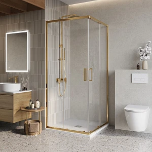 Душевой уголок BelBagno Luce LUCE-A-2-100-C-ORO 100х100 профиль золото, стекло прозрачное