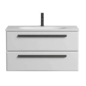 Тумба с раковиной Cezares Eco 90 подвесная, 2 ящика, Bianco Opaco (раковина CZR-900/480-LV-MR-ECO)