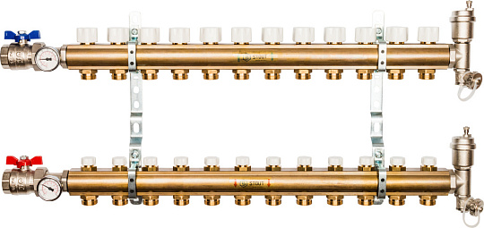 Коллектор Stout SMB 0468 латунь, на 12 контуров без расходомеров