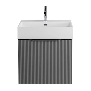 Тумба с раковиной Cezares Premium 50 подвесная, 2 ящика (выдвижной и внутренний), Plisse Grigio Nuvola