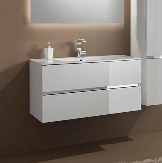 Тумба для комплекта Sanvit Кубэ-2 75 подвесная, 2 ящика, белый глянец