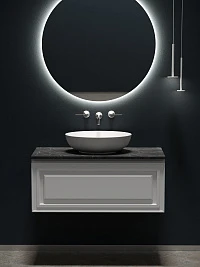 Мебель для ванной Sancos Very 100 подвесная, столешница black sky, Bianco (без отверстия под смеситель)
