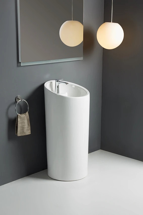 Раковина WeltWasser WW LEERBACH 4546 GL-WT напольная 45х46х97 см, белая глянцевая