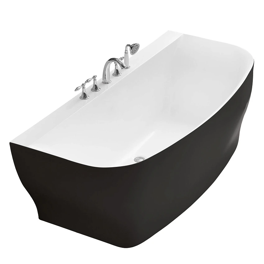 Акриловая ванна BelBagno BB74-NERO-W0 78х165 см, черная