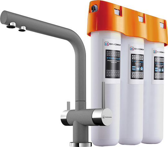 Смеситель для кухонной мойки Omoikiri Nagano PL 4064.8028 платина, с фильтром Pure Drop Lite