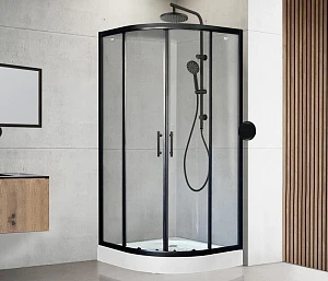 Душевой угол Royal Bath Practic RB 90HK-T-BL стекло прозрачное, профиль черный