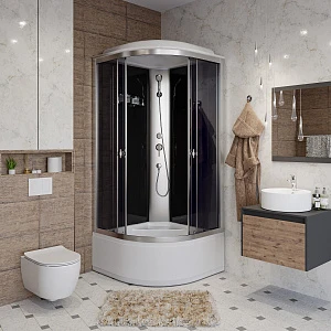 Душевая кабина Niagara Eco E100/40/TN 100x100 высокий поддон, стекло тонированное, профиль серебро