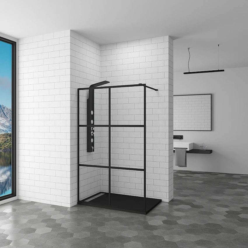 Душевая перегородка RGW Walk In WA-11B 100х200, профиль черный