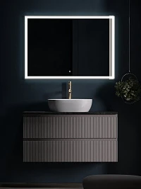 Мебель для ванной Sancos Snob R 100 подвесная, столешница black sky, Doha Soft (с отверстием под смеситель)