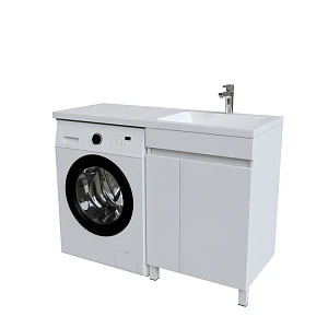 Тумба с раковиной Iddis Optima Home 120 R над стиральной машиной, напольная, с дверками, белая