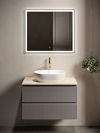 Мебель для ванной Sancos Snob R 80 подвесная, столешница kreman, Doha Soft (с отверстием под смеситель)
