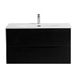 Тумба с раковиной BelBagno Marino-Cer-N 80 подвесная, 2 ящика, Nero Lucido