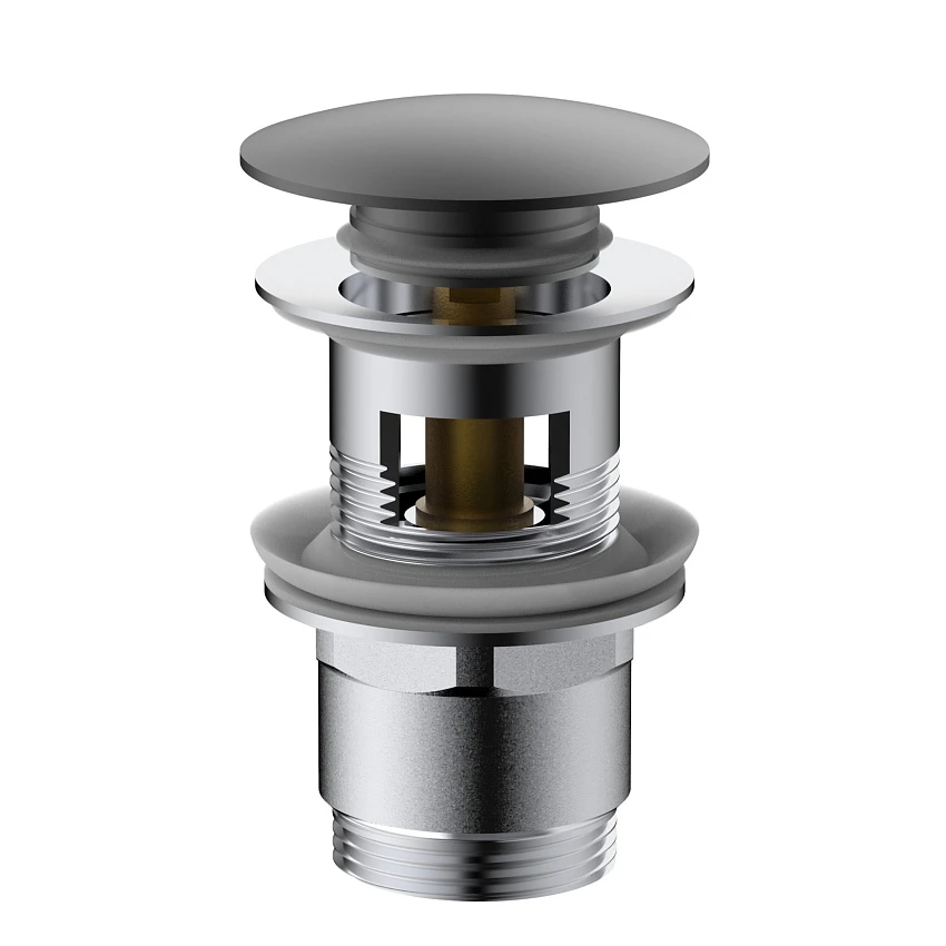 Донный клапан для раковины Vincea DPU-1B01GM с системой клик-клак, с переливом, вороненая сталь