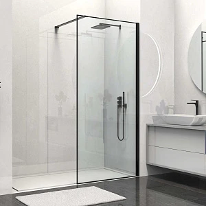Душевая перегородка Vincea Walk-In VSW-1HS80CLB, 80х200,черный матовый, стекло прозрачное
