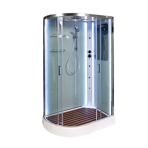 Душевая кабина AvaCan A102RLED+GMKN, 120х80х220 см, стекло прозрачное, профиль хром