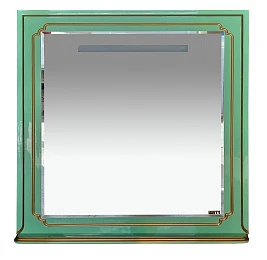 Зеркало Misty Praga 105 с подсветкой, с полочкой, салатовый/патина