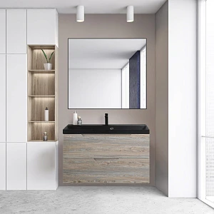 Мебель для ванной BelBagno Vittoria 100 подвесная, 2 ящика, Pino (раковина BB1000/450-LV-ART-AST-NERO)