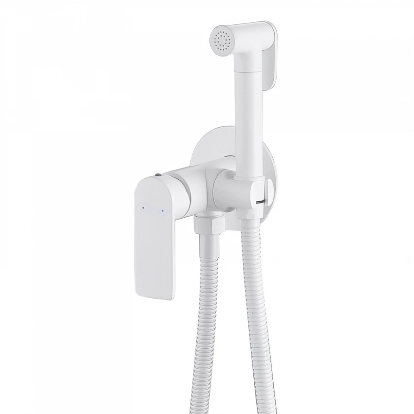 Смеситель Abber Weiss Insel AF8025W с гигиеническим душем, белый