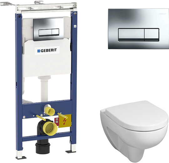 Комплект инсталляция Geberit Duofix Платтенбау 458.125.21.1 4в1 + унитаз Geberit Renova 203050