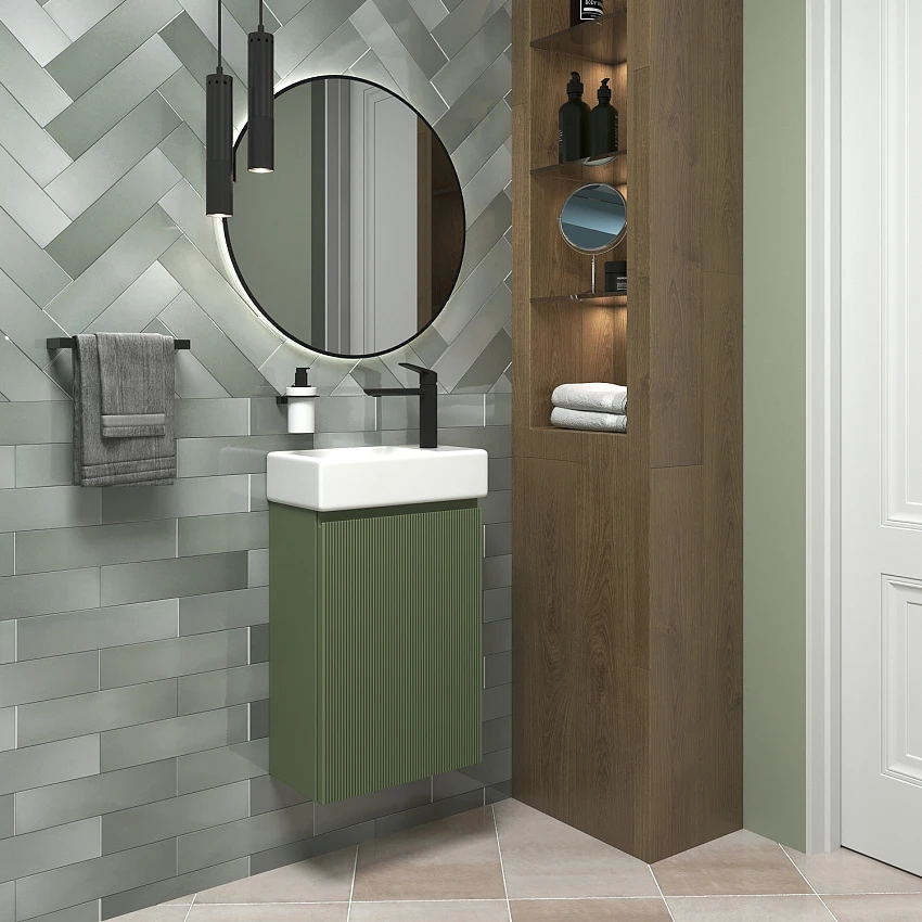 Мебель для ванной Wellsee WC Area 40 подвесная, зеленый матовый