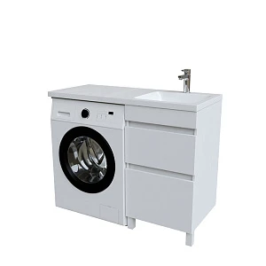 Тумба с раковиной Iddis Optima Home 110 R над стиральной машиной, напольная, с ящиками, белая
