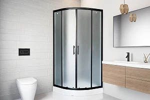 Душевой угол Royal Bath Practic RB 90HK-C-BL стекло рифленое, профиль черный