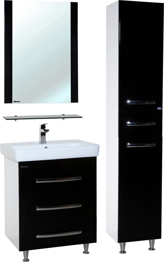 Мебель для ванной Bellezza Рокко 60 с 3 ящиками напольная черная