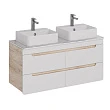 Столешница Lemark Olivia 125 см под 2 раковины, стеклянная, белая - превью 2