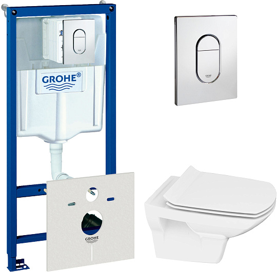 Комплект инсталляция Grohe Rapid SL 38929000 4 в 1 + унитаз Cersanit Carina new clean on slim lift