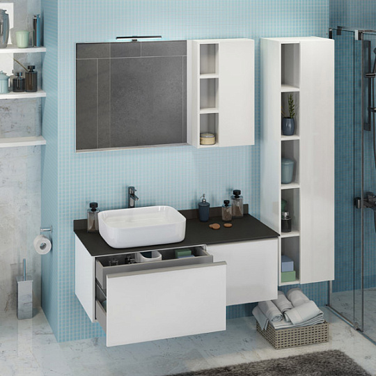 Мебель для ванной Comforty Милан 120 столешница темно-серая, белый глянец (рак. Comfortу T-Y9378)