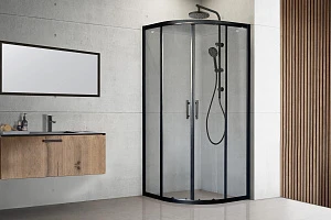 Душевой уголок Royal Bath Practic RB 90HKD-T-BL стекло прозрачное, профиль черный