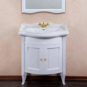 Тумба для комплекта La Beaute Classic Lorette 70 белый матовый, фурнитура золото