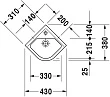 Рукомойник Duravit Starck 3 07524400001 43 см угловой с покрытием WonderGliss - превью 2