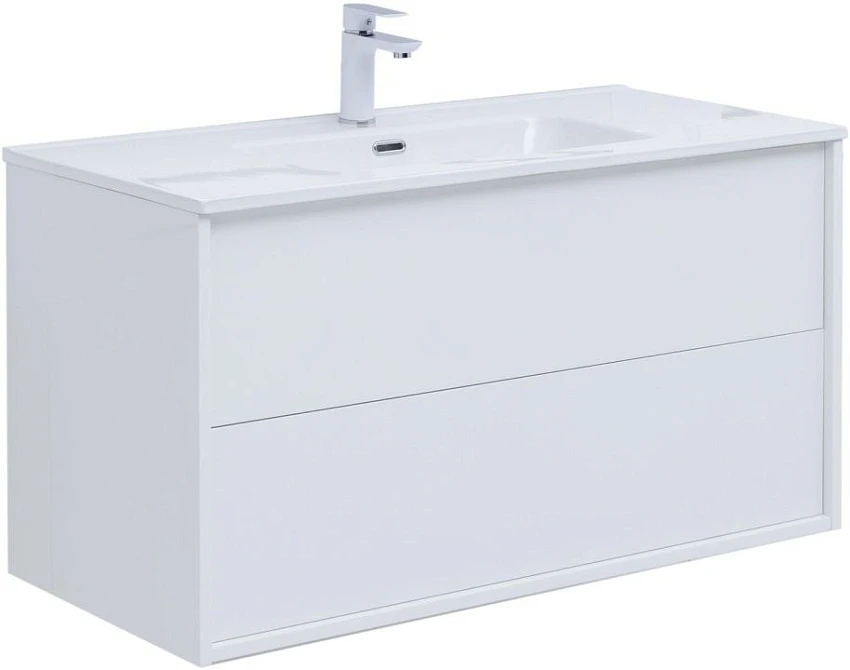 Тумба для комплекта Aquanet Lino 100 (Flat) подвесная, белый глянец