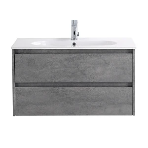 Тумба с раковиной Belbagno Kraft 90 подвесная, 2 ящика, Cemento Grigio