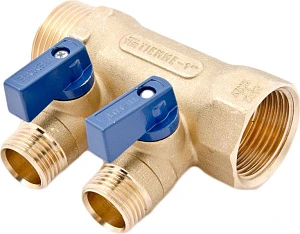 Коллектор Tiemme 1&quot; х 1/2&quot;, латунный, 2 выхода 1820006