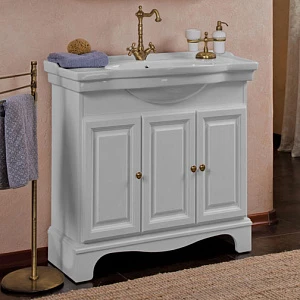 Тумба для комплекта La Beaute Classic Michel 90 белый матовый, фурнитура бронза