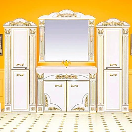 Мебель для ванной Misty Барокко 120 прямая бежевая, патина