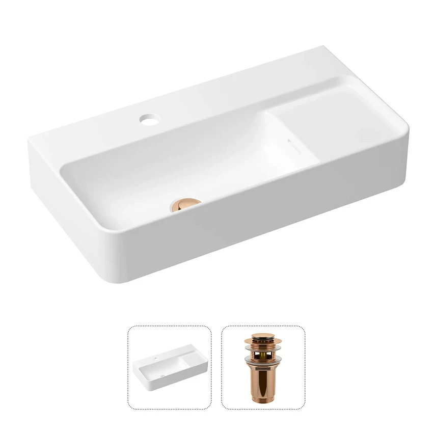 Комплект 2 в 1 Lavinia Boho Bathroom Sink 21520884: накладная фарфоровая раковина 60 см, донный клапан