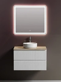Мебель для ванной Sancos Snob T 80 подвесная, столешница kreman, Bianco (с отверстием под смеситель)