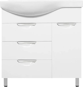 Тумба с раковиной Style Line Жасмин 82 R белая, с бельевой корзиной