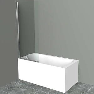 Шторка на ванну BelBagno Uno V-1 85x150 профиль хром, стекло прозрачное