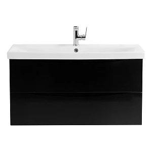 Тумба с раковиной BelBagno Marino-Cer 100 подвесная, 2 ящика, Nero Lucido