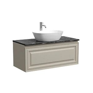 Тумба со столешницей Sancos Very 100 подвесная, столешница black sky, Beige Soft (с отверстием под смеситель)