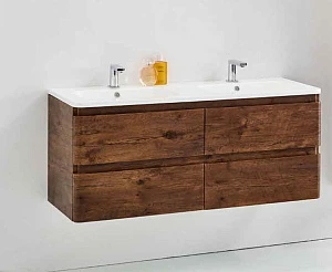 Тумба с раковиной Vincea Alba 1200 подвесная, 4 ящика, R.Wood (белая раковина)